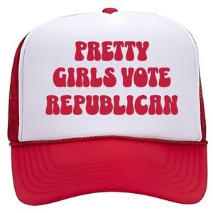 Pretty Girls Vote Republican Foam Vintage Trucker Mesh Snapback Cap Hat Red